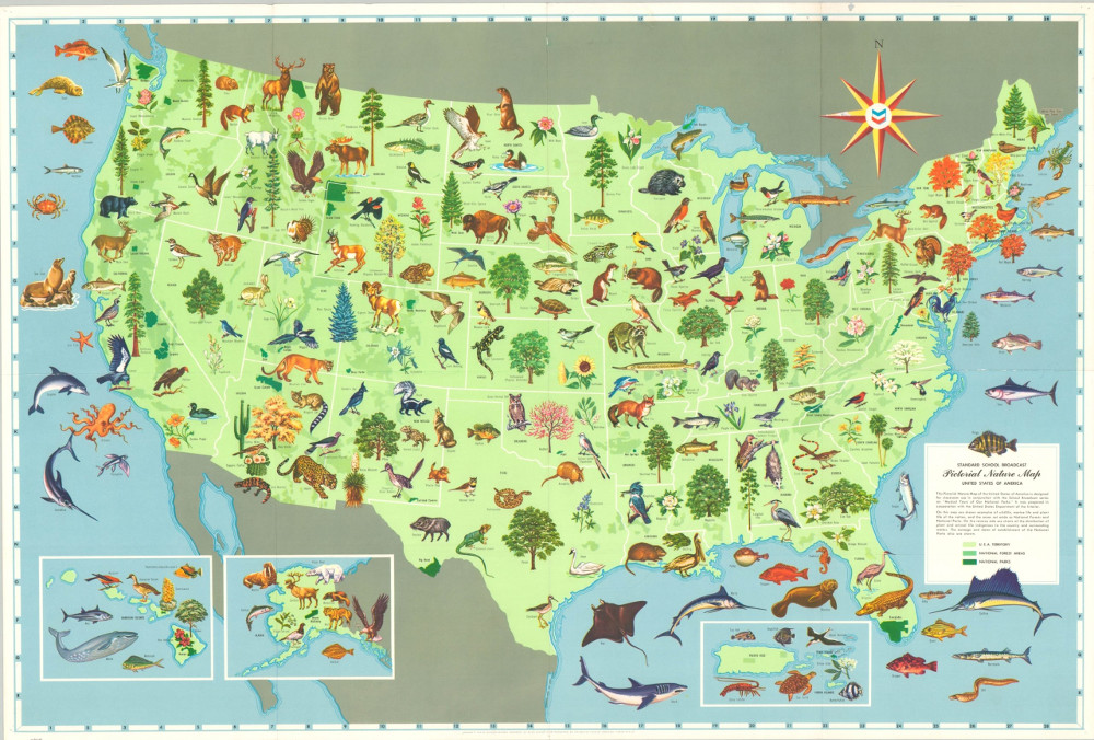 carte de la faune et de la flore états unis