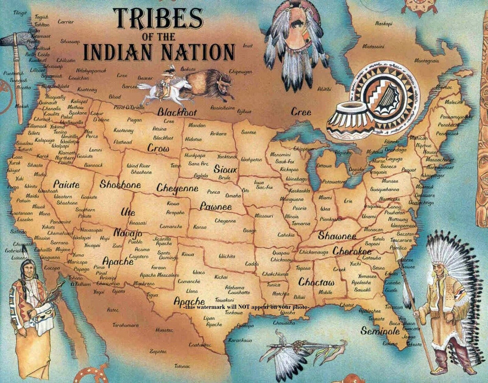 carte historique des tribus indiennes d'amérique du nord