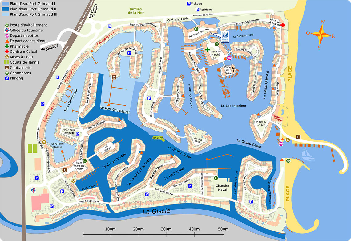 carte plan port grimaud