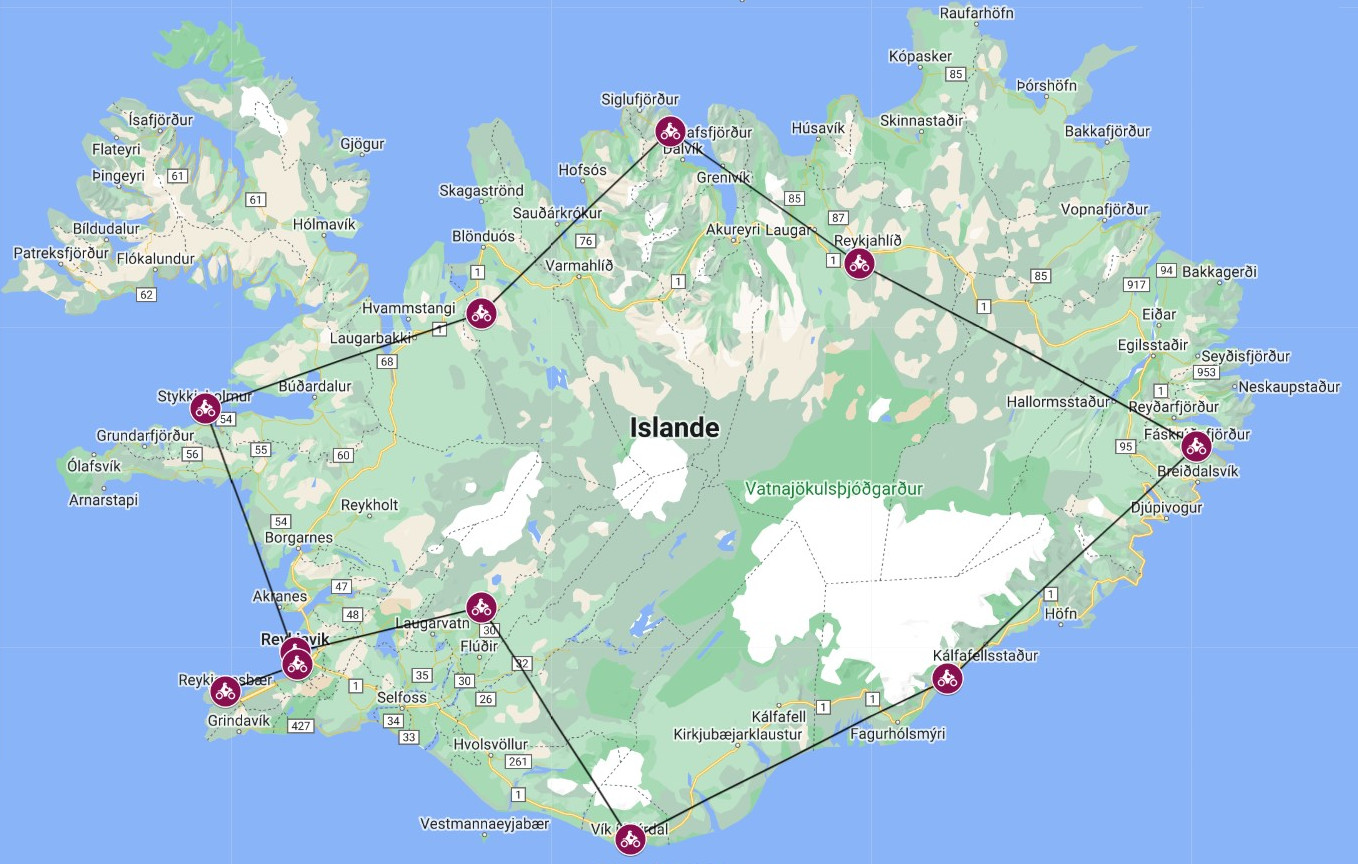 itinéraire road trip moto islande